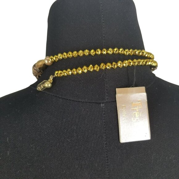 Treska Gold Mixed Metallic Beaded Choker Necklace Earring Bracelet Set Boho - Picture 7 of 12